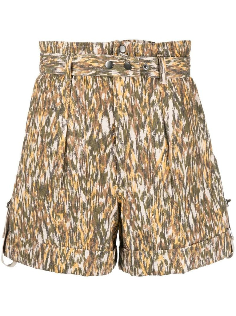 Green Kaloscoe Printed Cotton Shorts