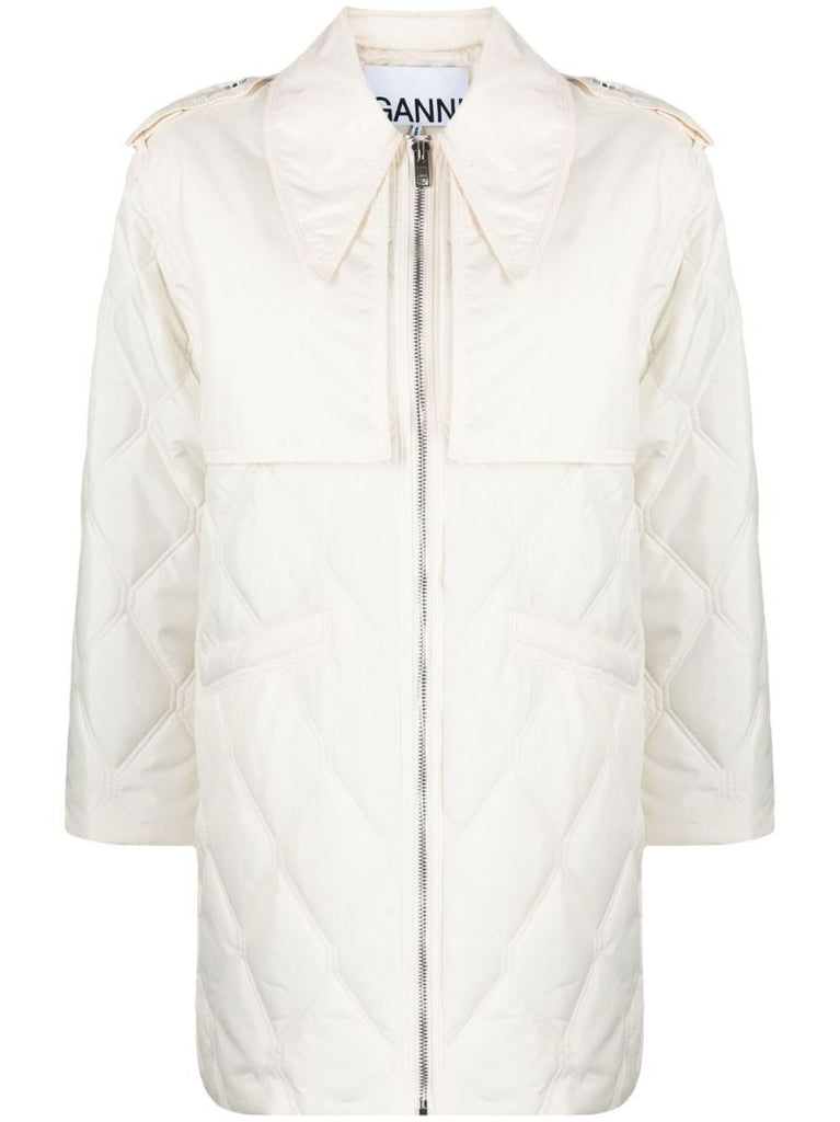 Neutral Zip-up Quilted Jacket