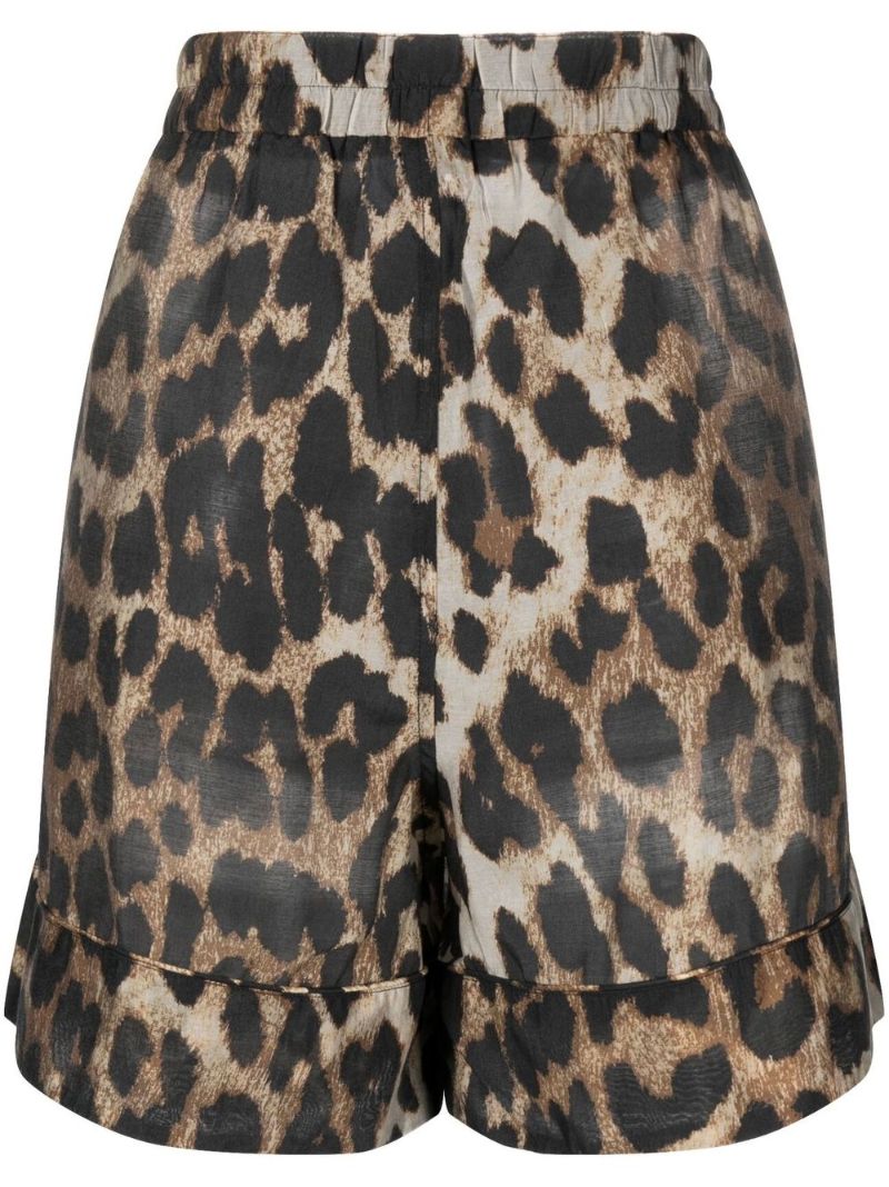 Brown Leopard Print Knee-length Shorts