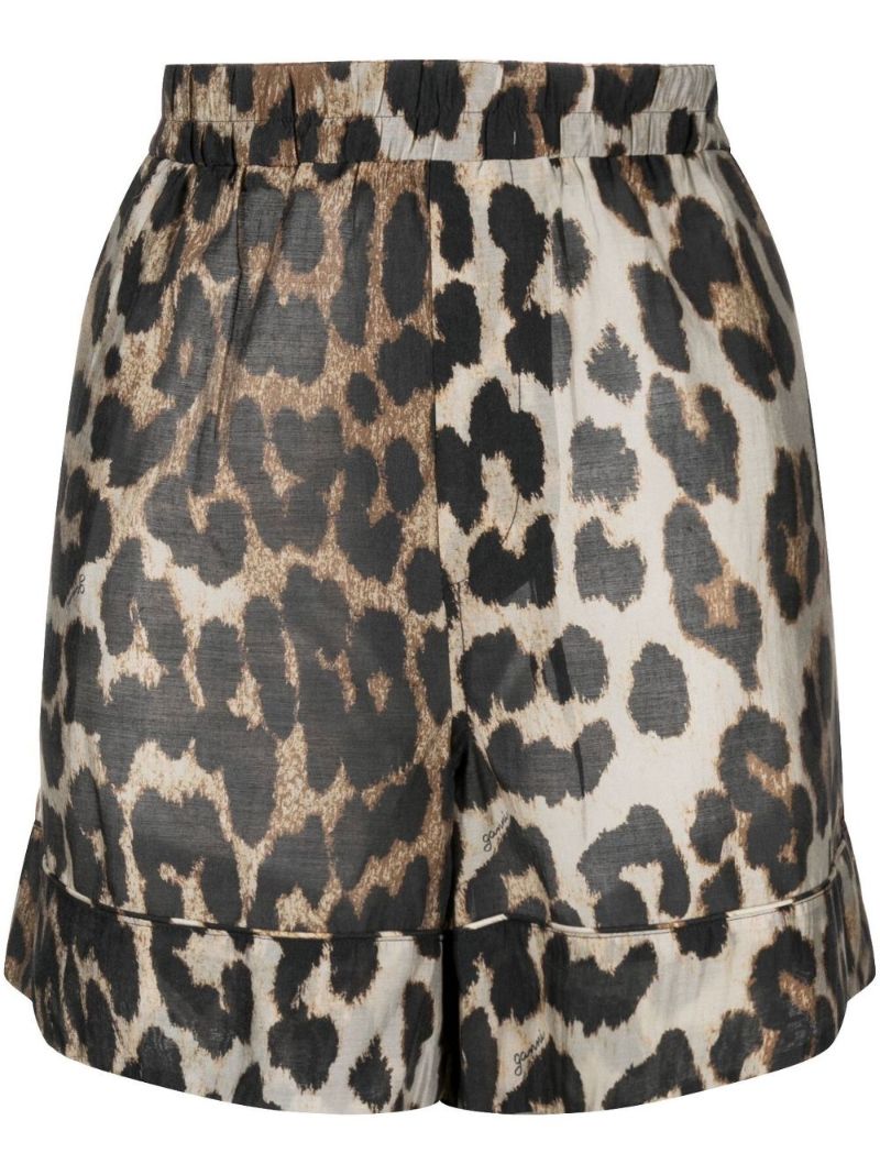 Brown Leopard Print Knee-length Shorts