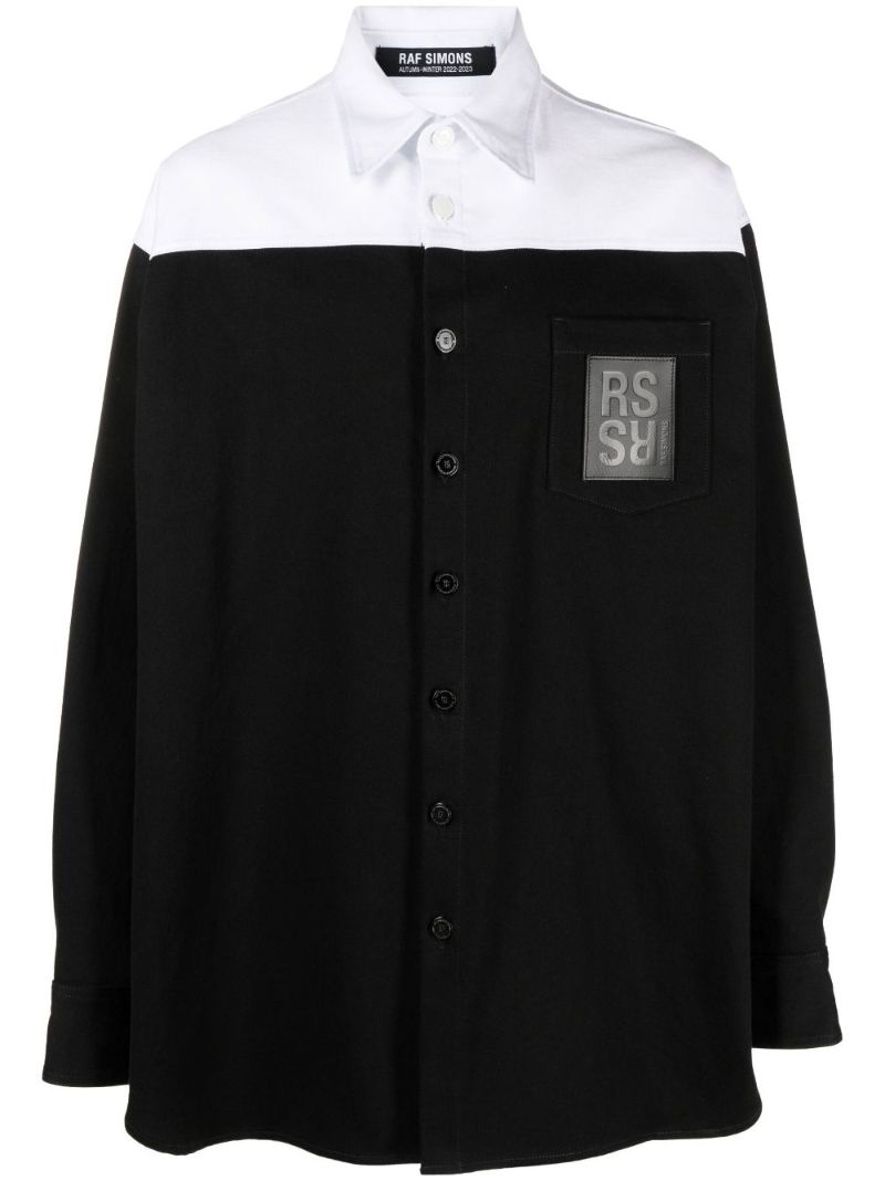 Black and White Logo Patch Denim Jacket
