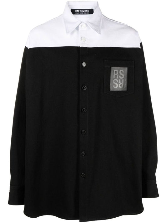 Black and White Logo Patch Denim Jacket