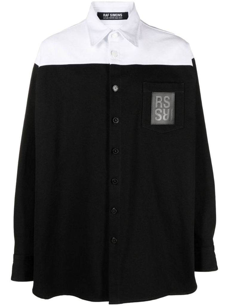 Black and White Logo Patch Denim Jacket