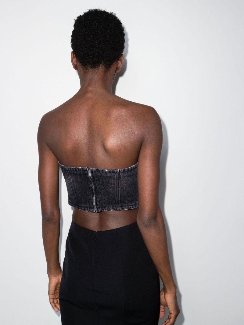 Black Triangle Logo Denim Crop Top