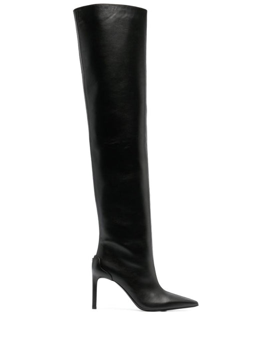 Black 90 Leather Over-the-knee Boots