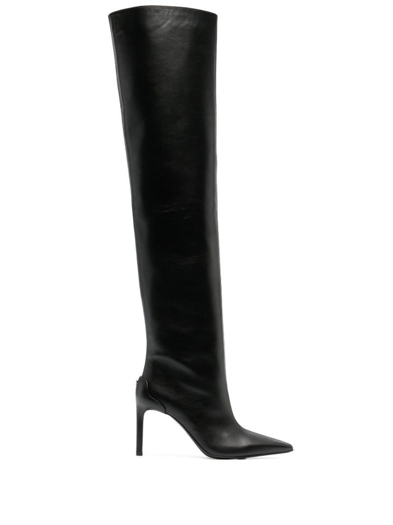 Black 90 Leather Over-the-knee Boots