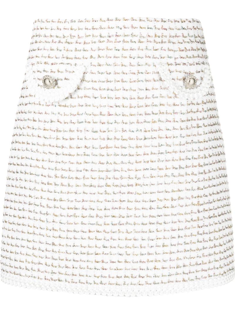 White Chain Detail BouclÃ_x0083_Â© Mini Skirt