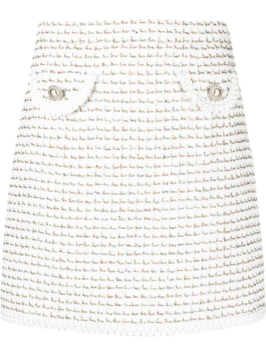 White Chain Detail BouclÃ_x0083_Â© Mini Skirt