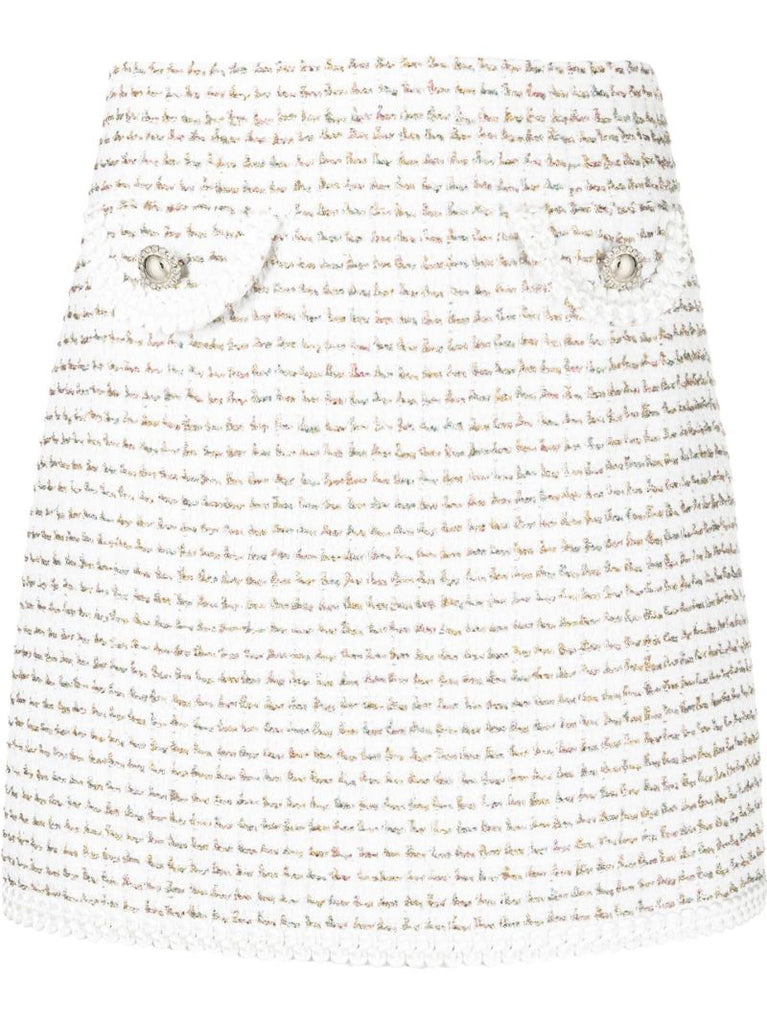 White Chain Detail BouclÃ_x0083_Â© Mini Skirt