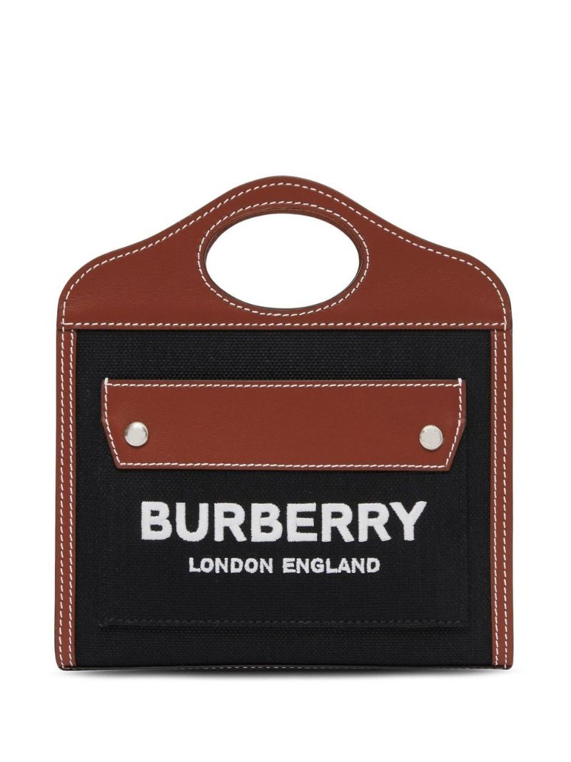Black Canvas Leather Mini Pocket Bag