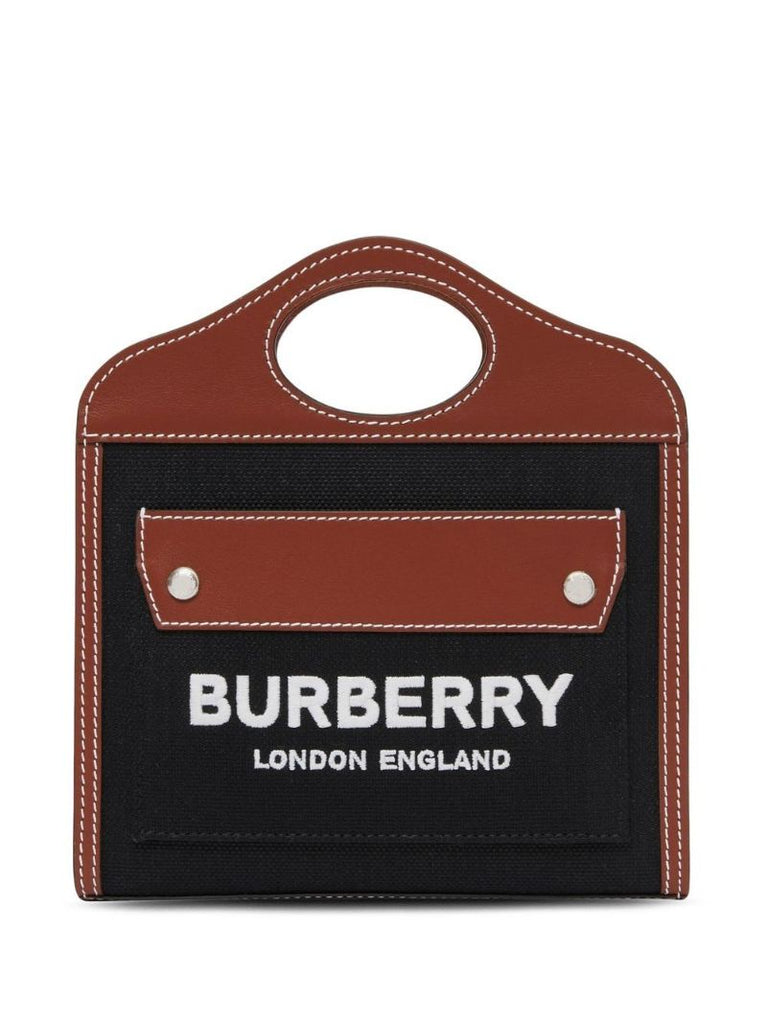 Black Canvas Leather Mini Pocket Bag