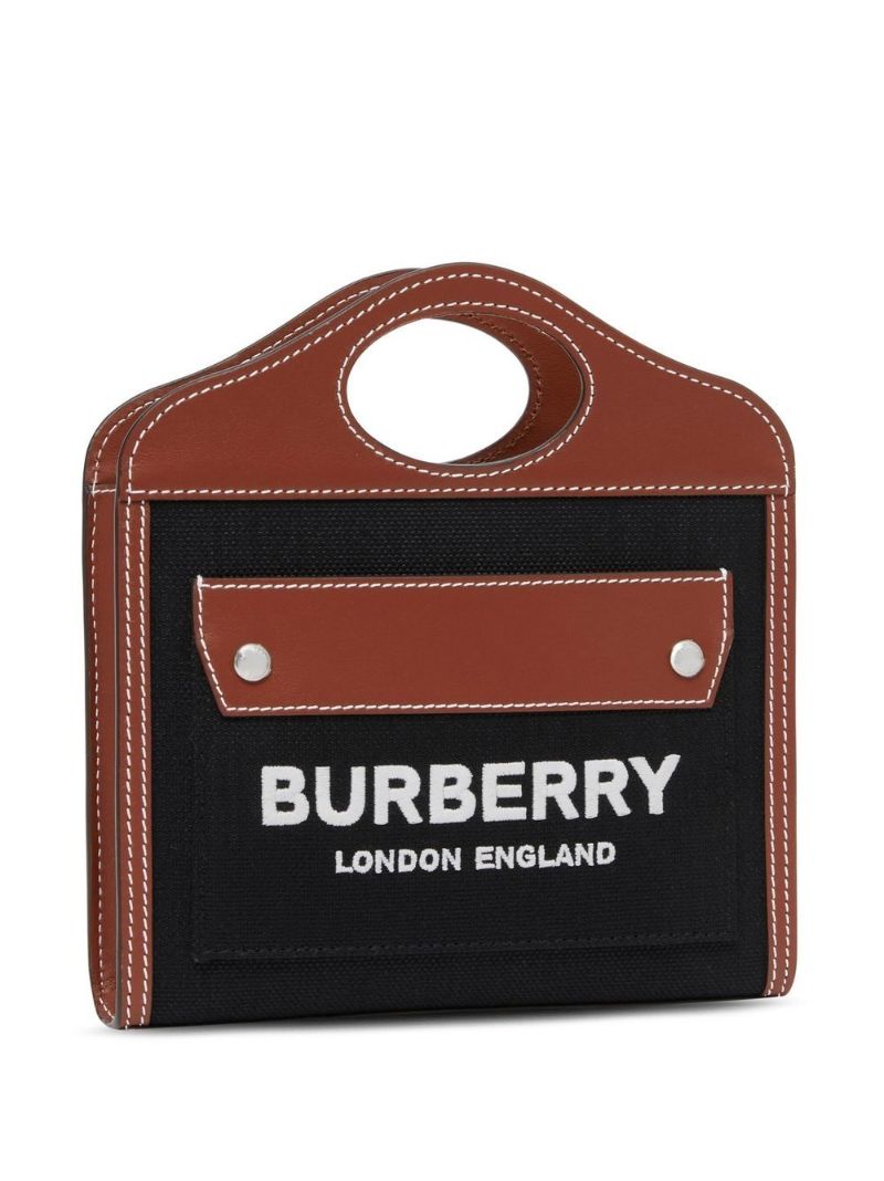 Black Canvas Leather Mini Pocket Bag