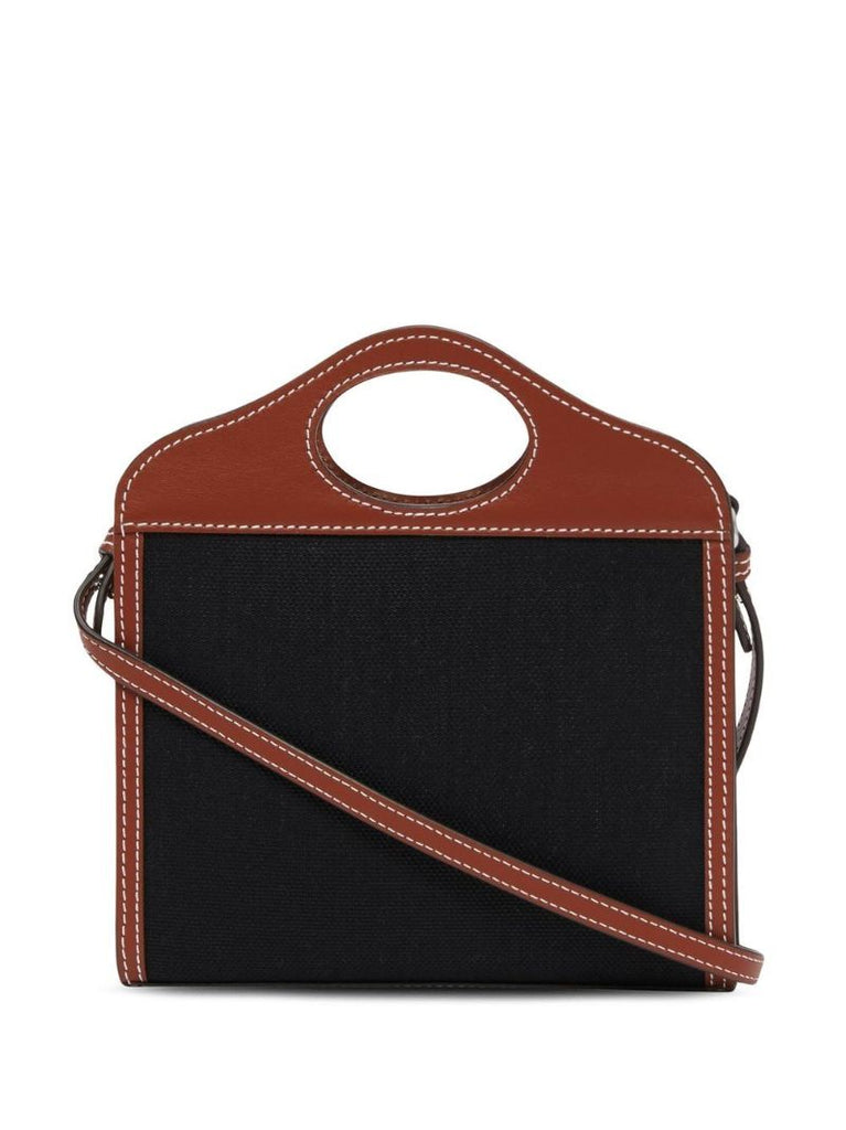 Black Canvas Leather Mini Pocket Bag