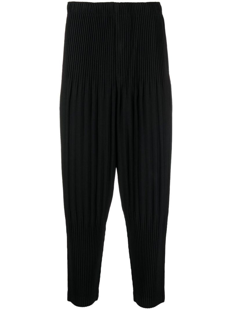 Black Pleated Tapered Trousers