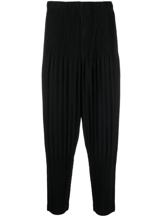 Black Pleated Tapered Trousers