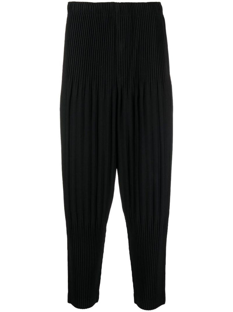 Black Pleated Tapered Trousers
