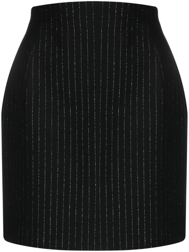 Black Pinstripe Virgin Wool Mini Skirt