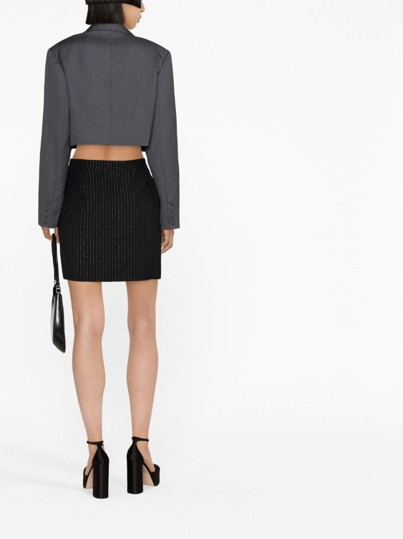 Black Pinstripe Virgin Wool Mini Skirt