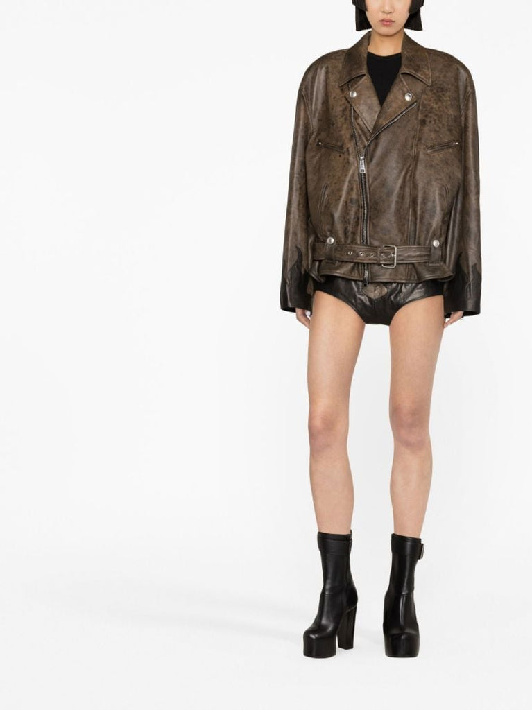 Brown Distressed Leather Jacket