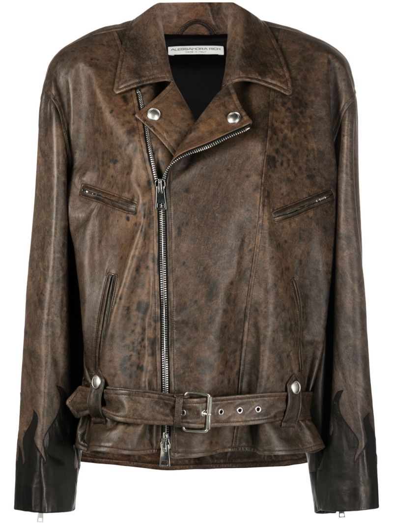 Brown Distressed Leather Jacket