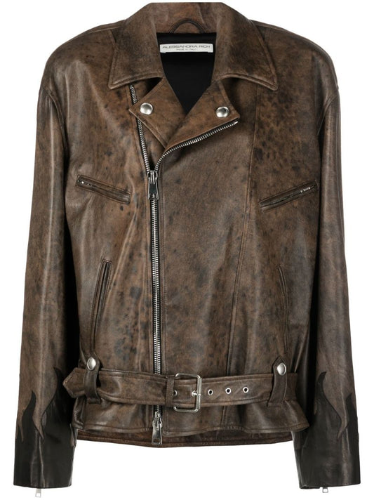 Brown Distressed Leather Jacket