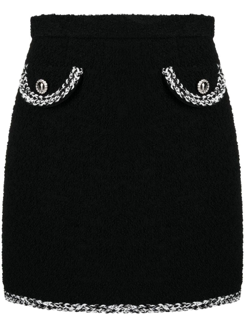 Black Chain Detail BouclÃ_x0083_Â© Mini Skirt