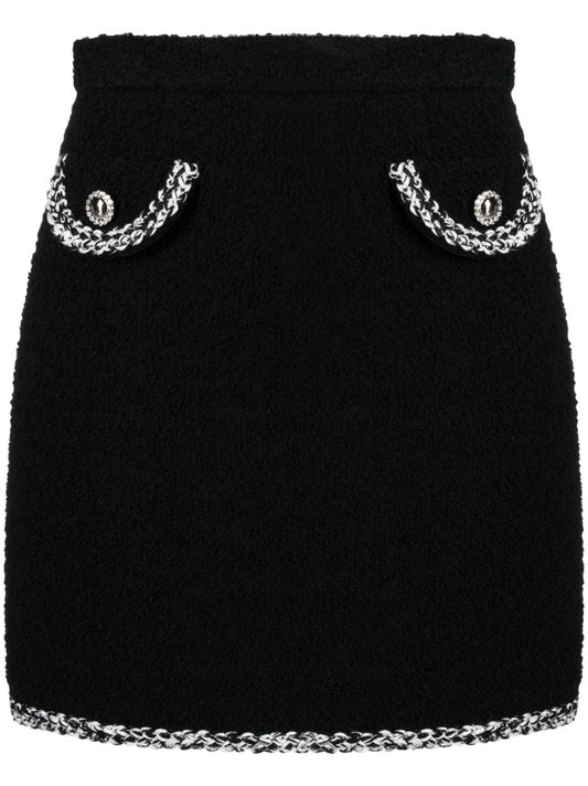 Black Chain Detail BouclÃ_x0083_Â© Mini Skirt