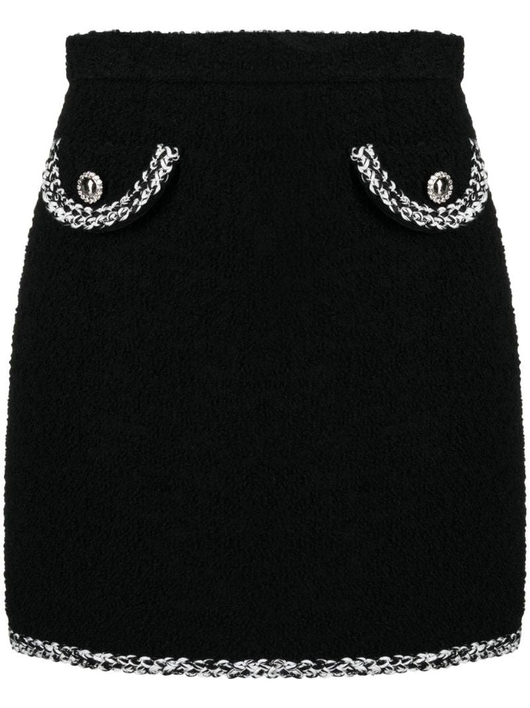 Black Chain Detail BouclÃ_x0083_Â© Mini Skirt