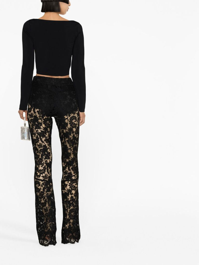 Black Flared Lace Trousers