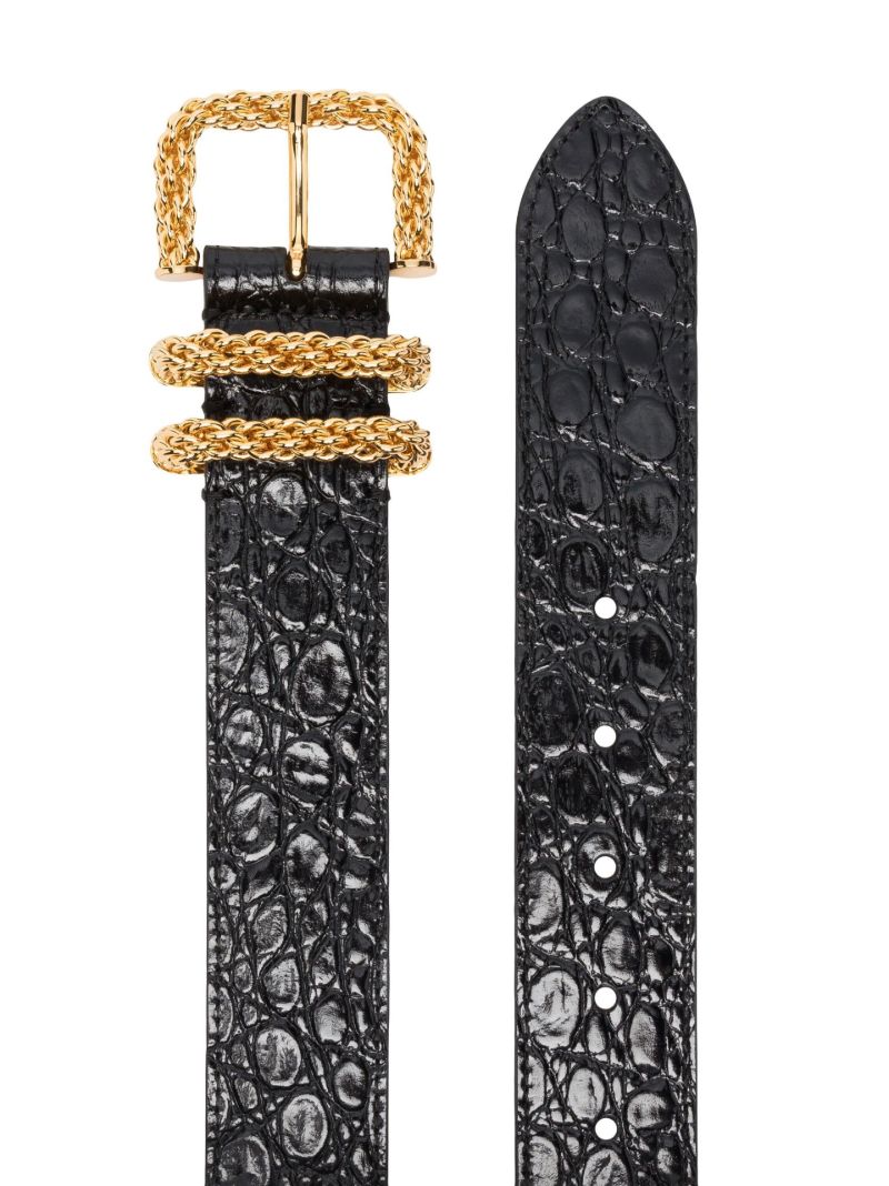 Black Katina Mock Croc Patent Leather Belt