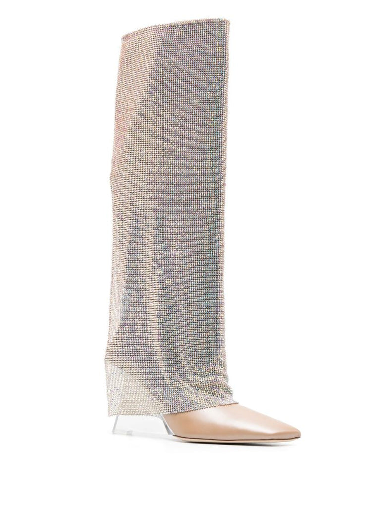 Neutral Christine 95 Crystal-embellished Boots