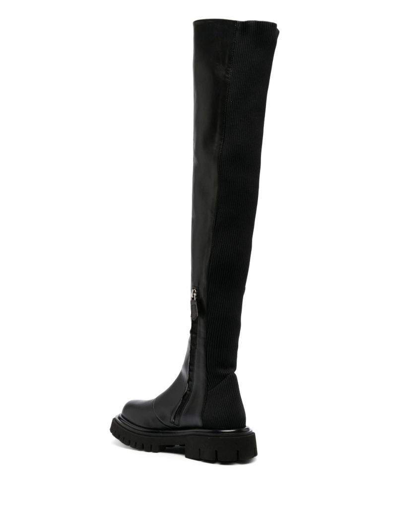 Black Logo Tape Over-the-knee Leather Boots