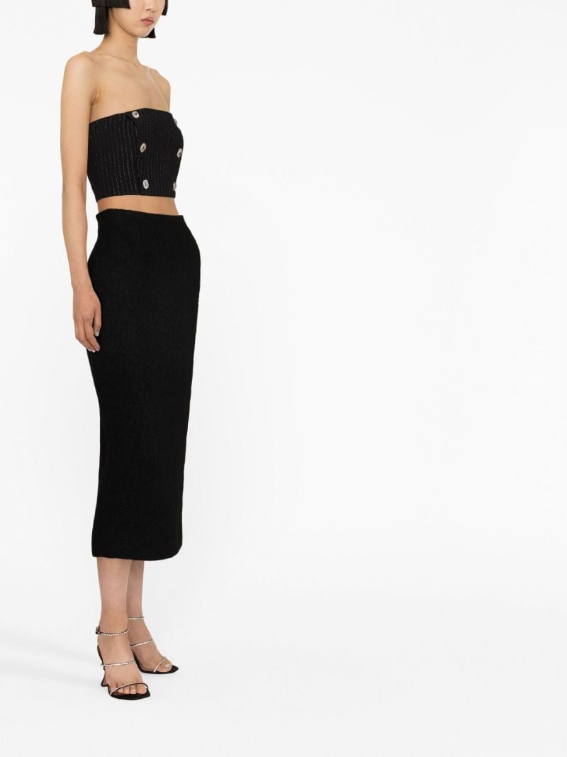 Black Pinstripe Strapless Bandeau Top