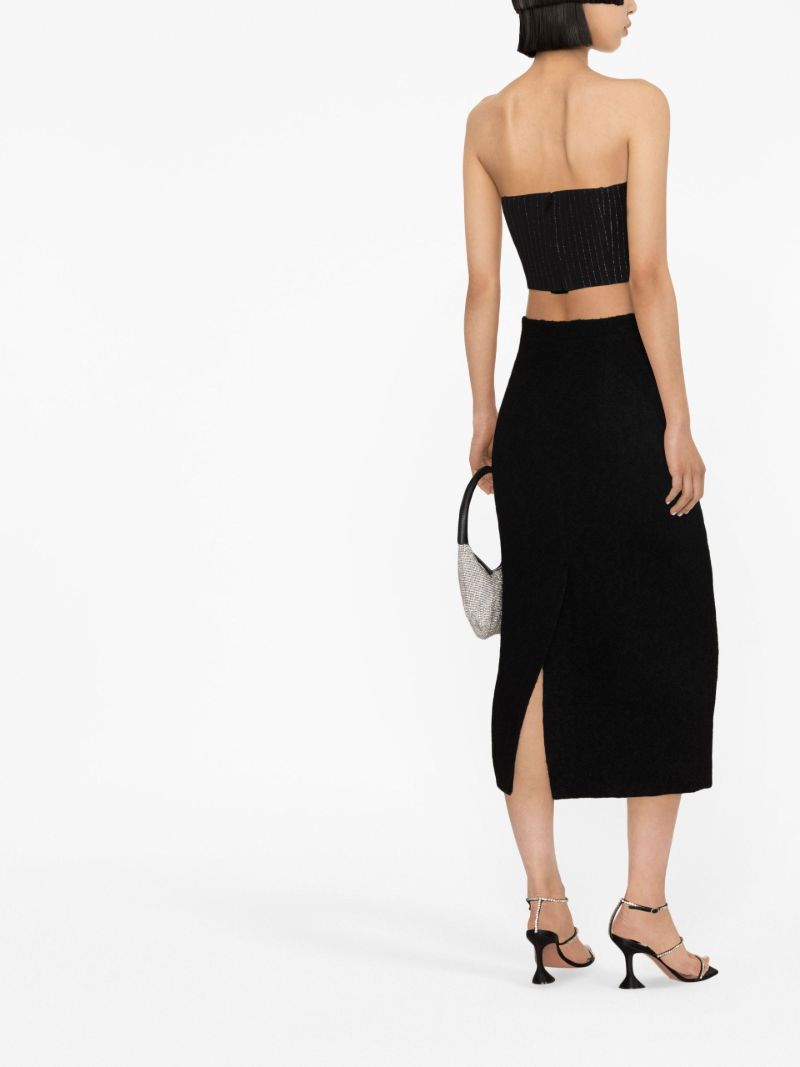 Black Pinstripe Strapless Bandeau Top