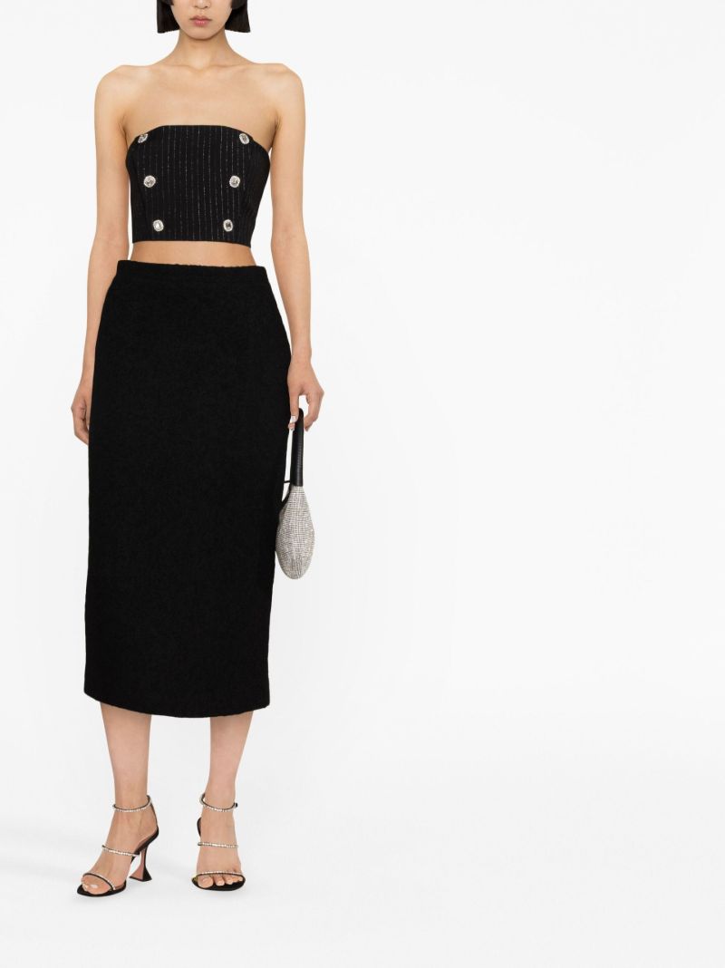 Black Pinstripe Strapless Bandeau Top