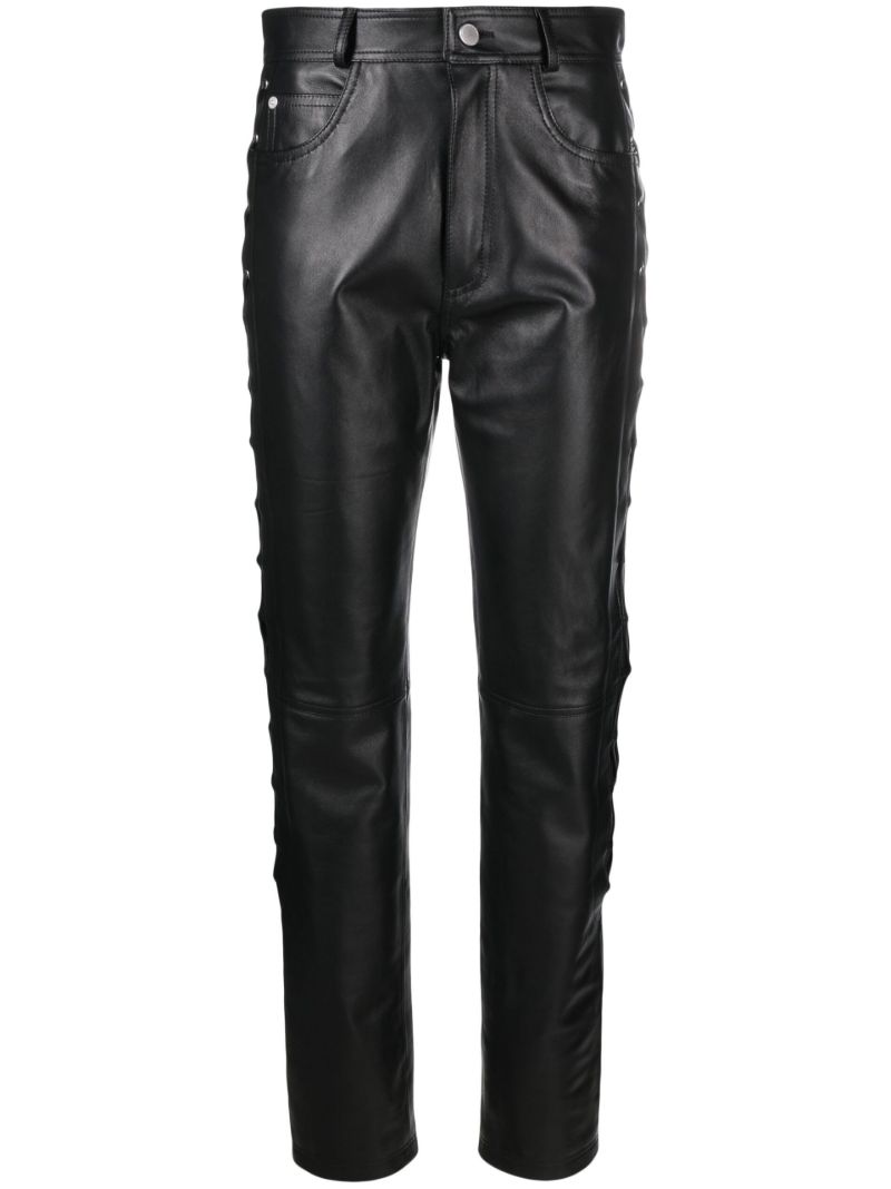 Black Lace-up Leather Trousers