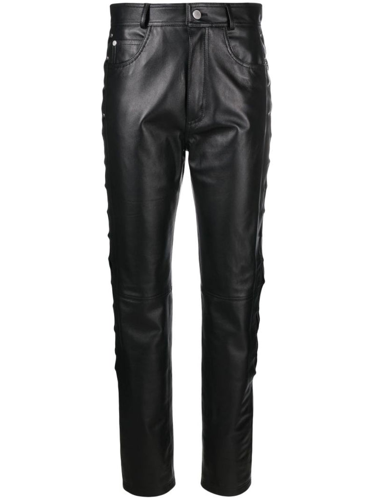 Black Lace-up Leather Trousers