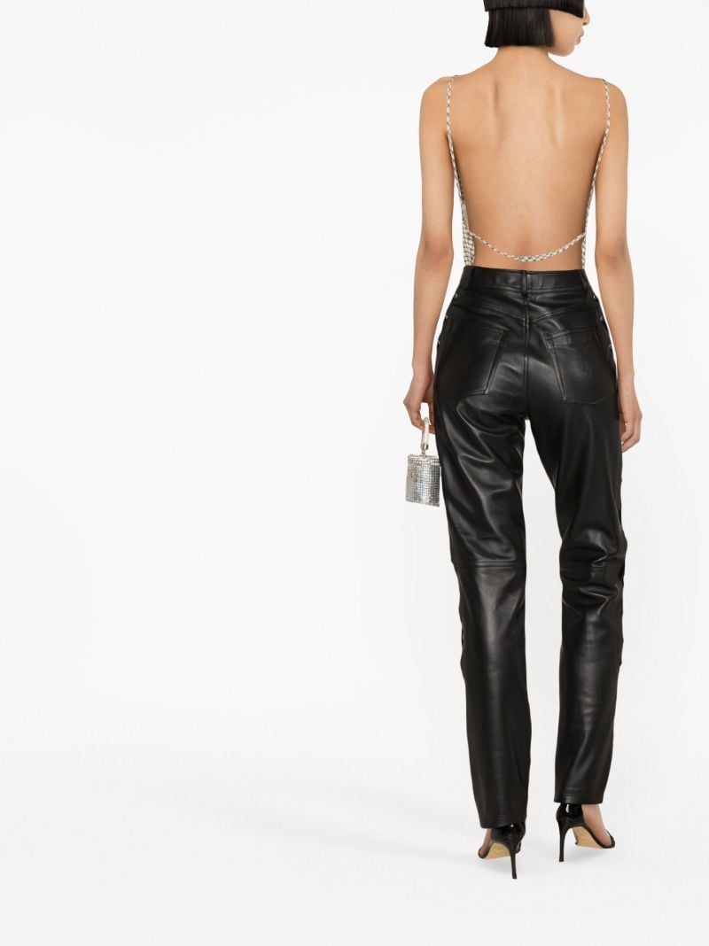 Black Lace-up Leather Trousers