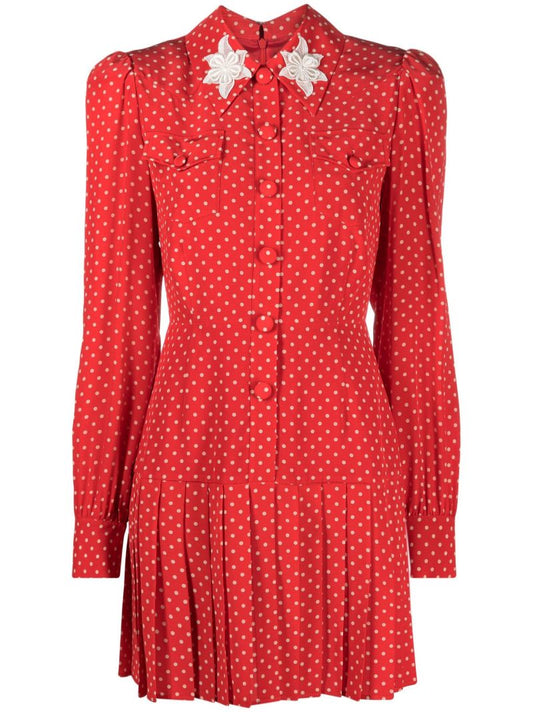 Red Polka Dot Silk Mini Dress