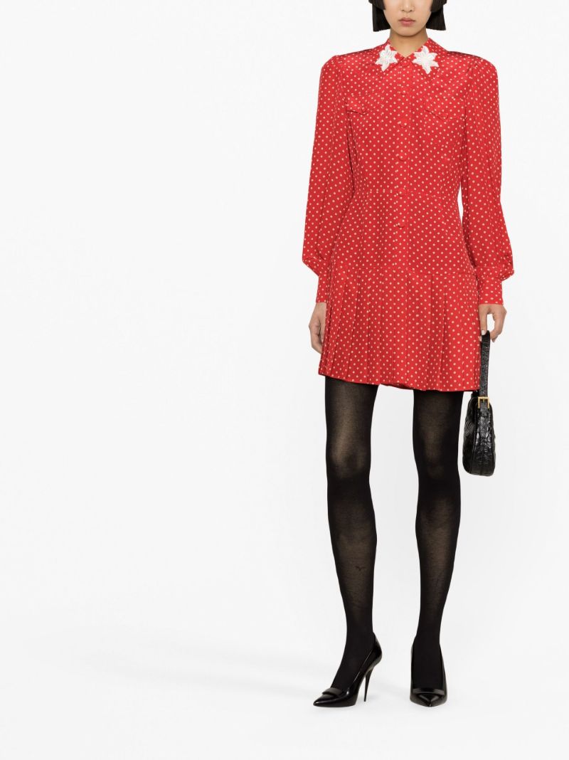 Red Polka Dot Silk Mini Dress