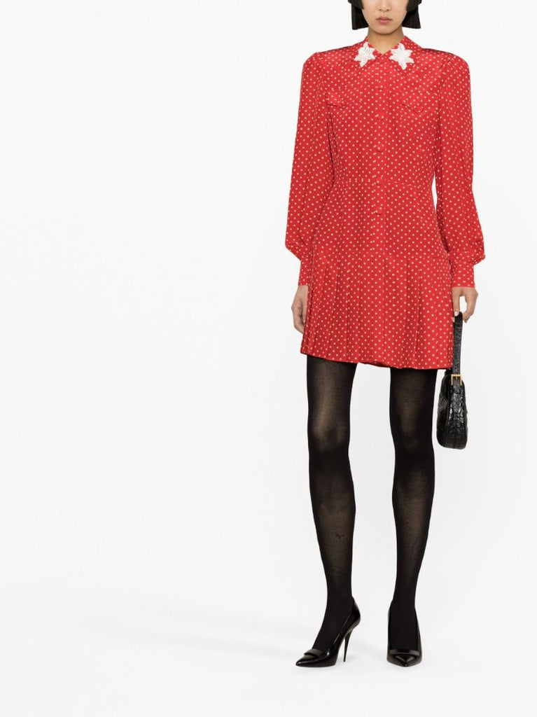 Red Polka Dot Silk Mini Dress