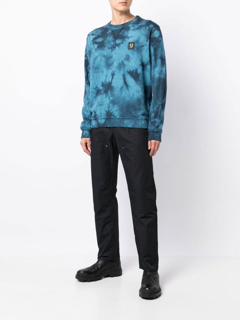 Blue Surface Tie-dye Cotton Sweatshirt