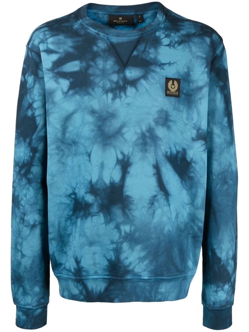 Blue Surface Tie-dye Cotton Sweatshirt