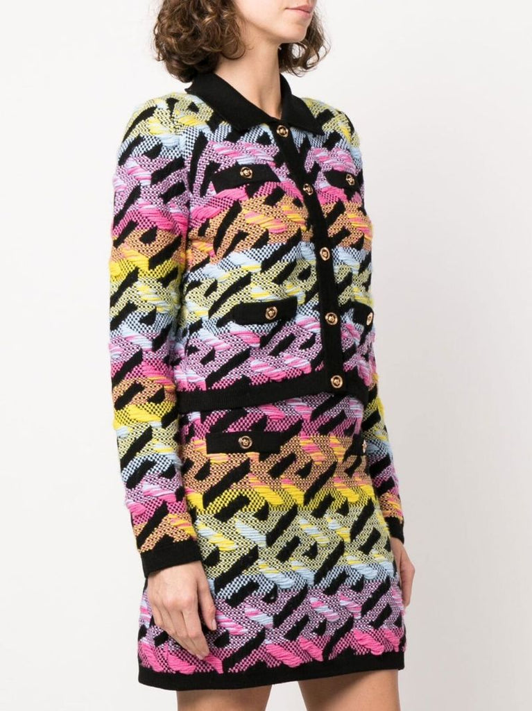 Pink La Greca Wool Cardigan