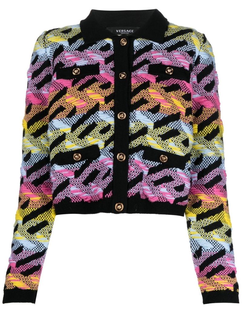 Pink La Greca Wool Cardigan