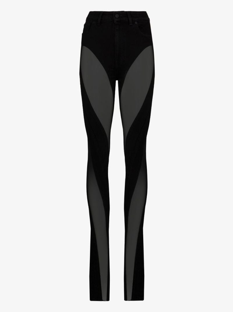 Black Spiral Panelled High-rise Skinny Jeans