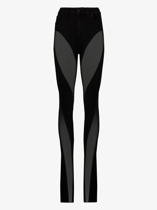 Black Spiral Panelled High-rise Skinny Jeans