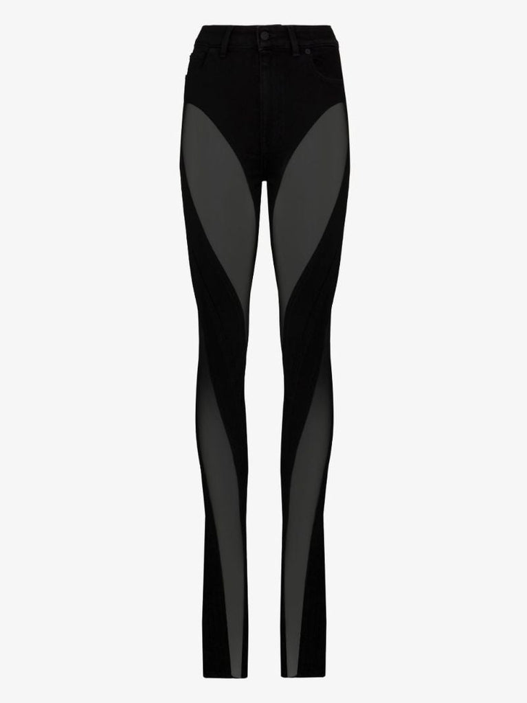 Black Spiral Panelled High-rise Skinny Jeans