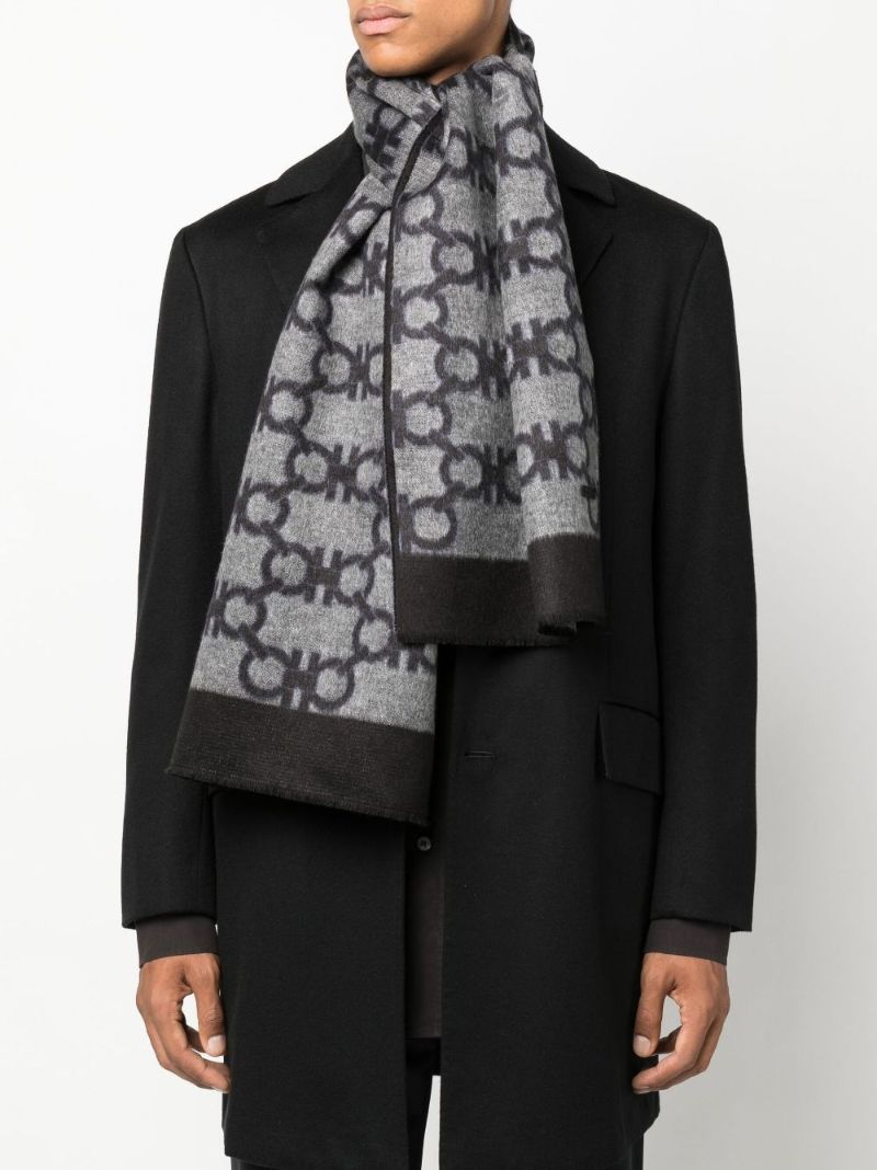 Grey Gancini Jacquard Scarf