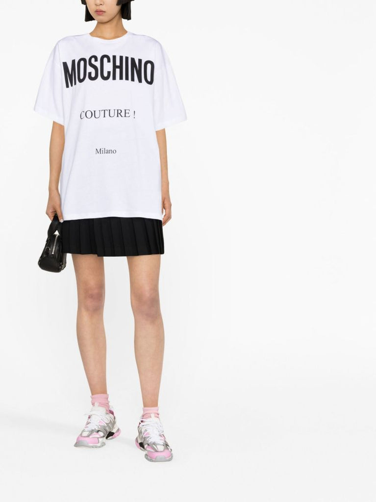 White Couture Logo Print Organic Cotton T-shirt